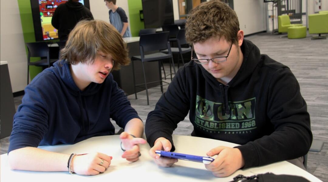 Two students in the WCHS Gaming Club