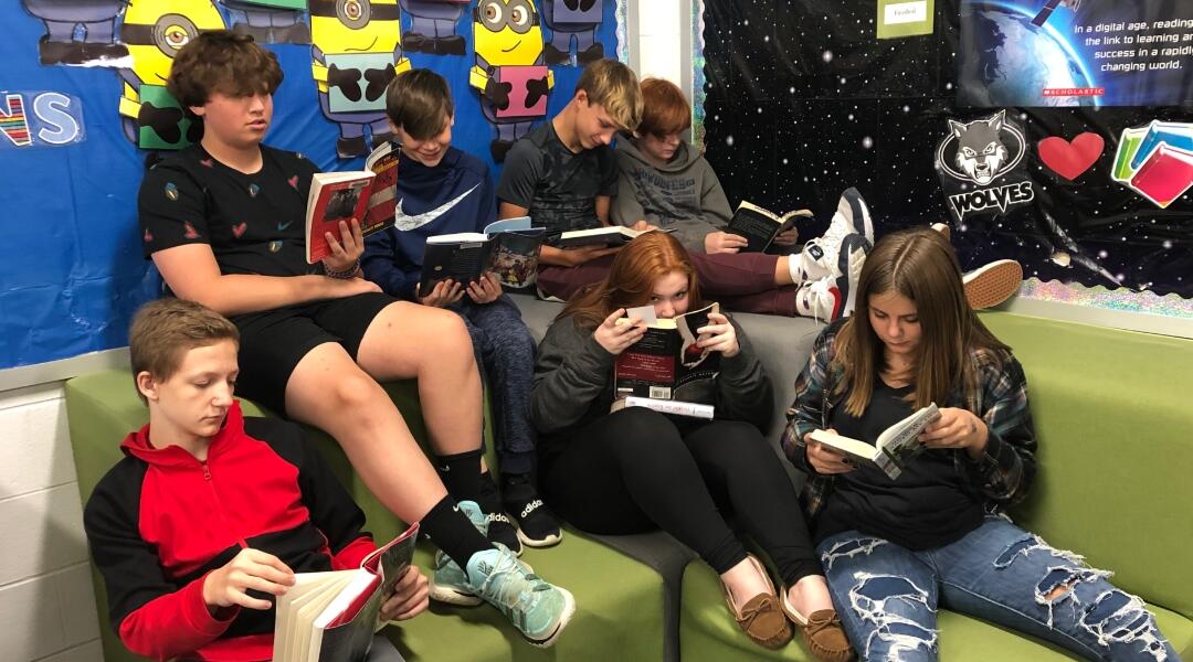 Group of students reading