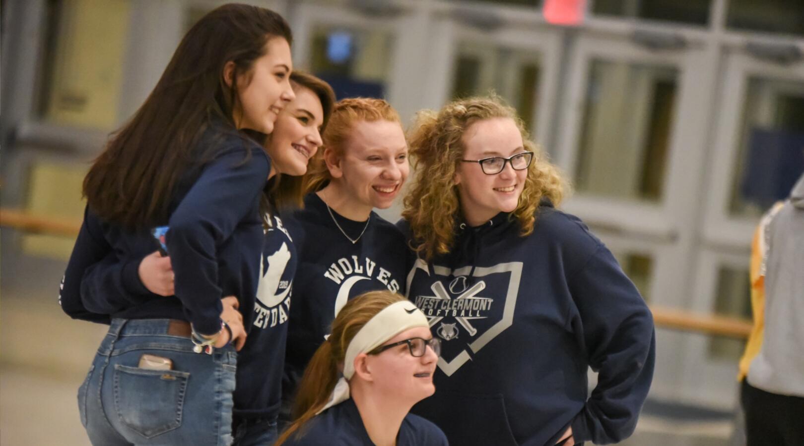 Group of students in West Clermont Wolves spiritwear