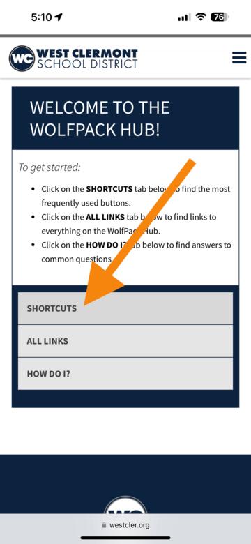 Select "Shortcuts"