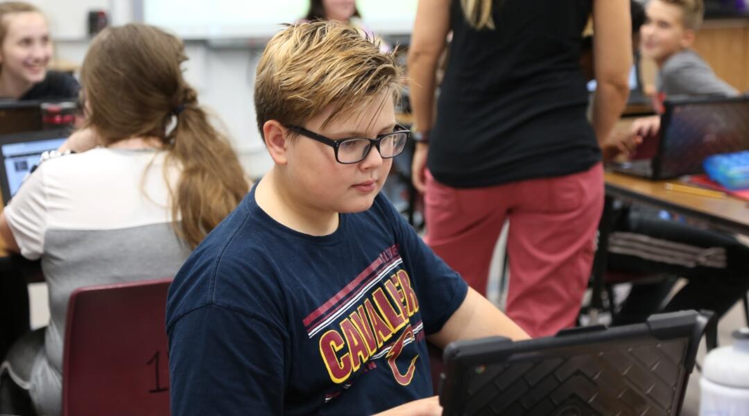 Student using a Chromebook